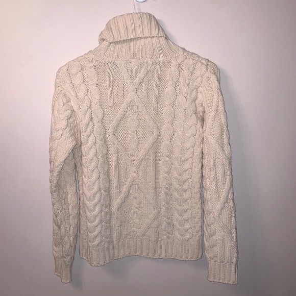 Aran Sweater Market Cream Cable Knit 100% Merino Wool Sweater M - Picture 4 of 13